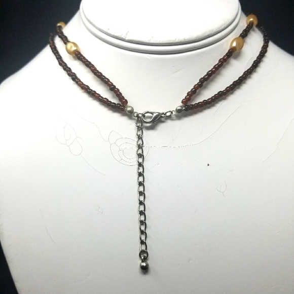 VINTAGE BROWN GLASS BEADS W/PENDANT - KENNETH COLE - Picture 5 of 8